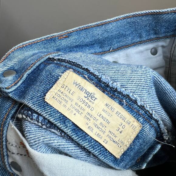 Vintage Wrangler Faded Straight Leg Jeans Worn Distressed Size 30 Made in USA - Picture 7 of 9